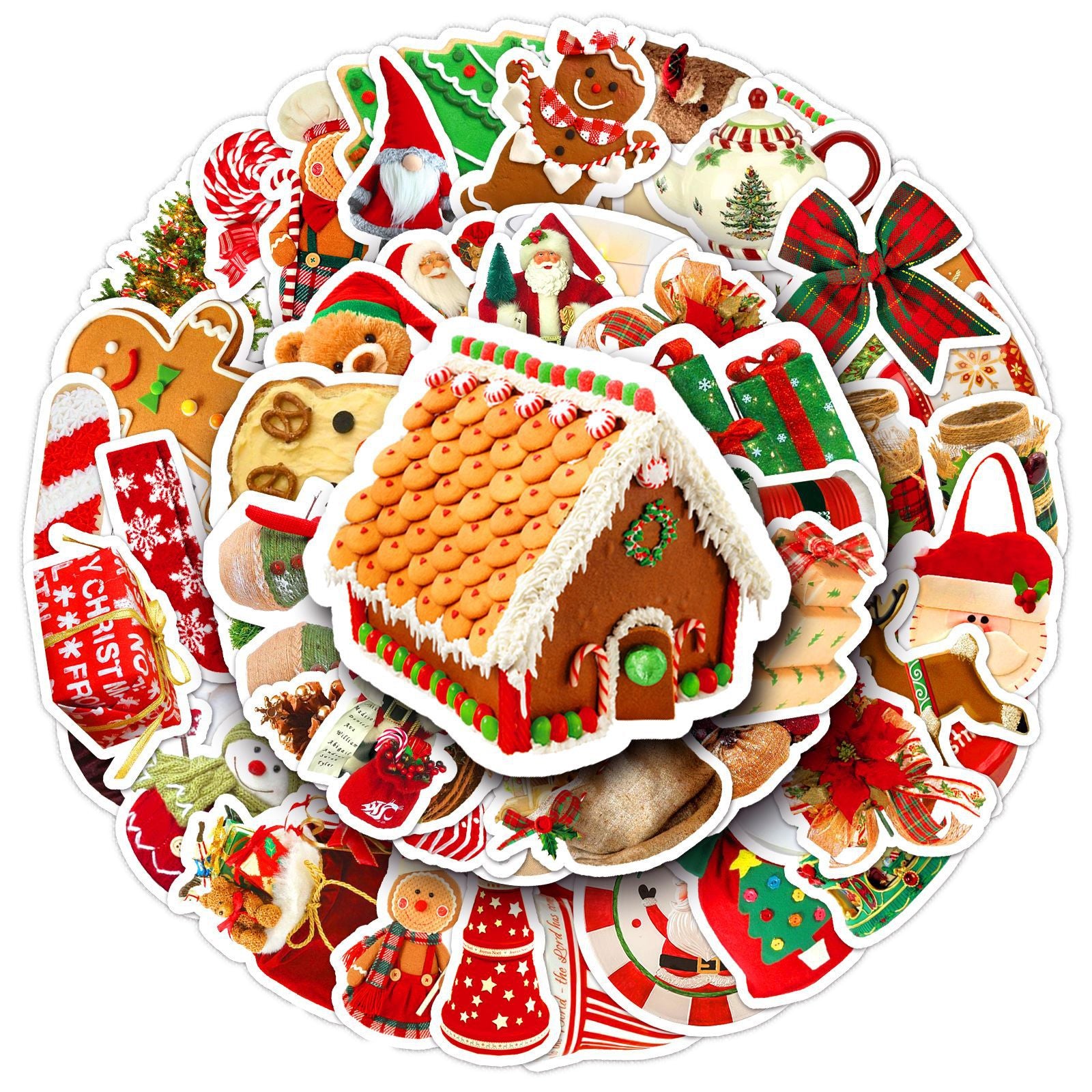 Autocollants de Noël 50 feuilles stickers scrapbooking vintage  de exquis album carnet déco autocollants thème thème noël graffit