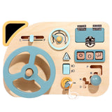 Jouet montessori 20,5x29,5cm busy board le volant simule l'expérience de conduite une variété d'accessoires sûrs et sophistiqués