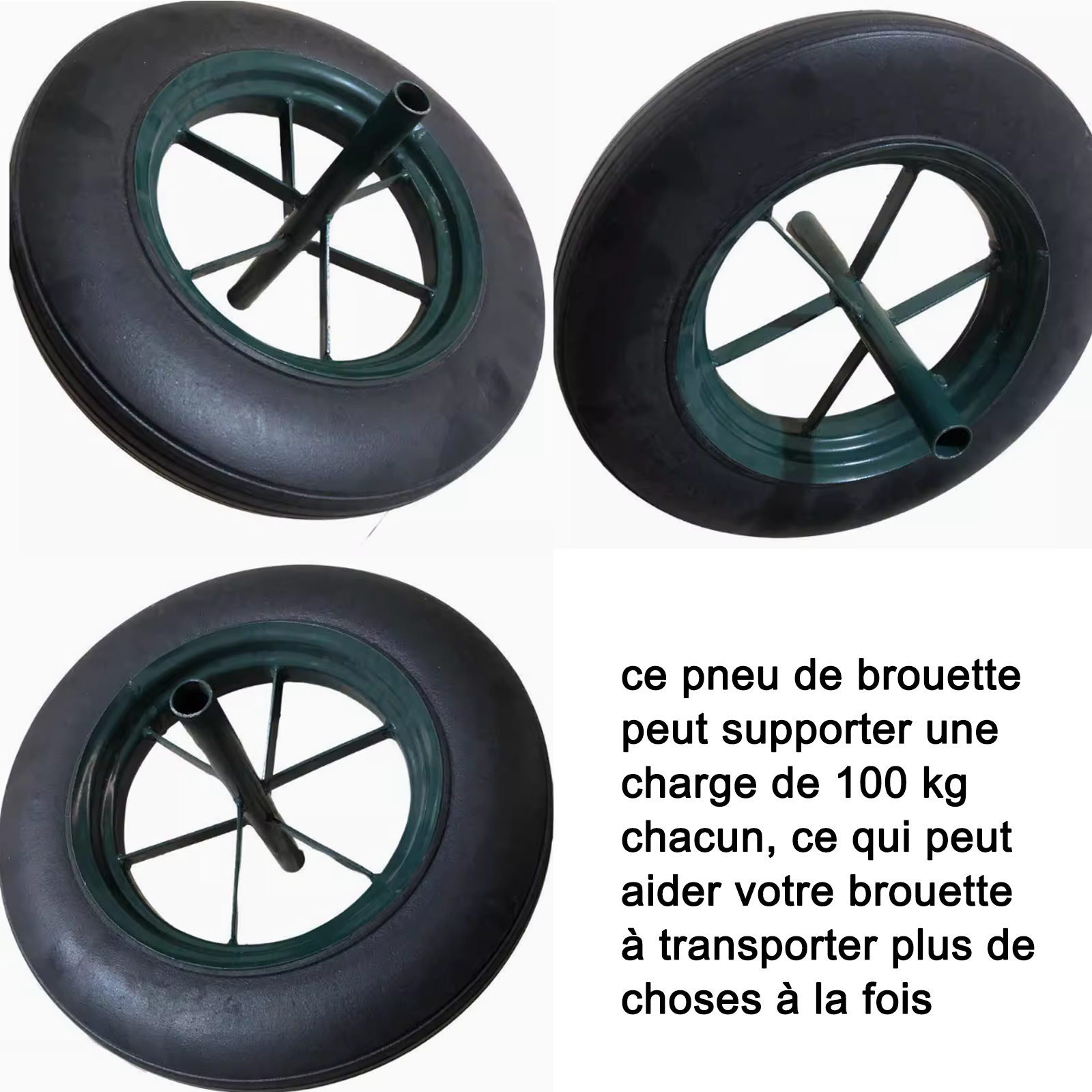 Pneu pneus en caoutchouc 15x3 pouces pneus pour brouettes et roue solide roue à poudre en caoutchouc epaissi et résistant à l'usure