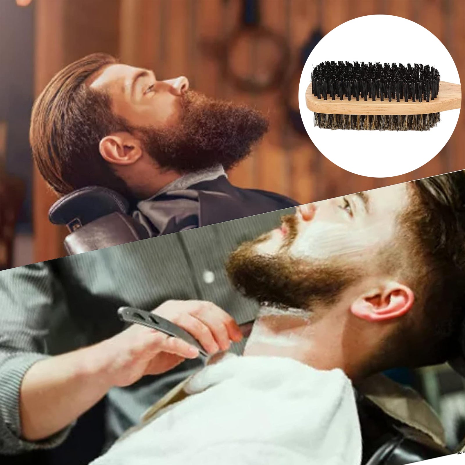 Brosse à barbe en poils de sanglier double face brosse à barbe et moustache brosse à cheveux brosse barbe pour cheveux et barbe