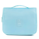 Trousse de toilette 24x9,5x18,5cm grande capacité pour séparer les articles secs et humides crochet de suspension pliable bleu
