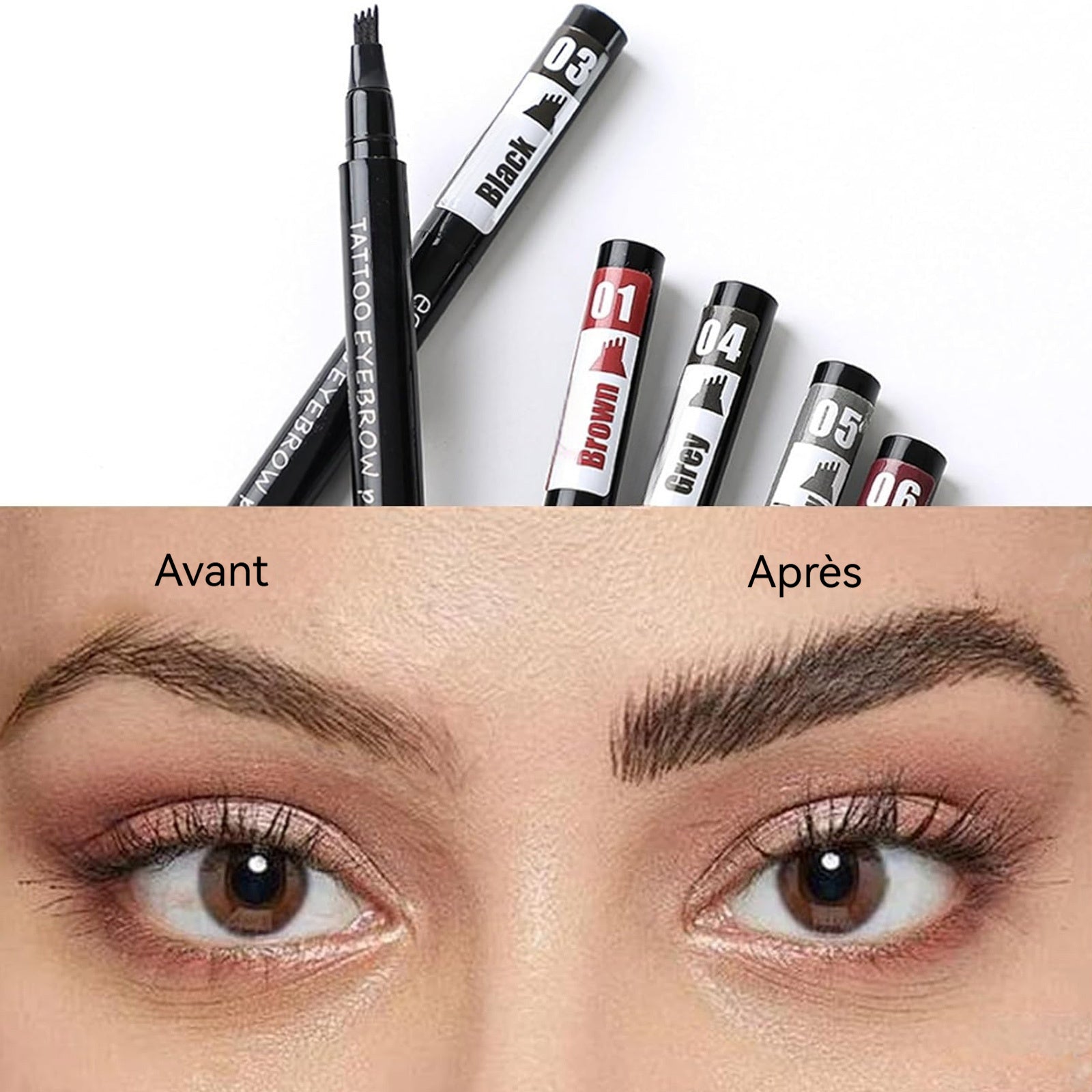 rayon à sourcils à quatre pointes 6 g 11,5x2cm 6 couleurs Facile à appliquer Résistant à l'eau et aux bavures Couleur longue tenue