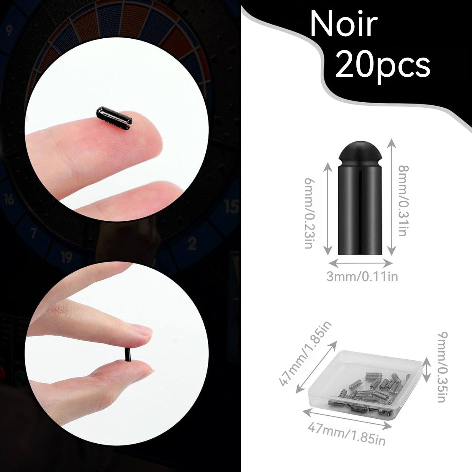 Accessoires de fléchettes Alliage d'aluminium 10 pièces Noir Diamètre 2,7 mm Adaptateur universel Protection d'aile de fléchette
