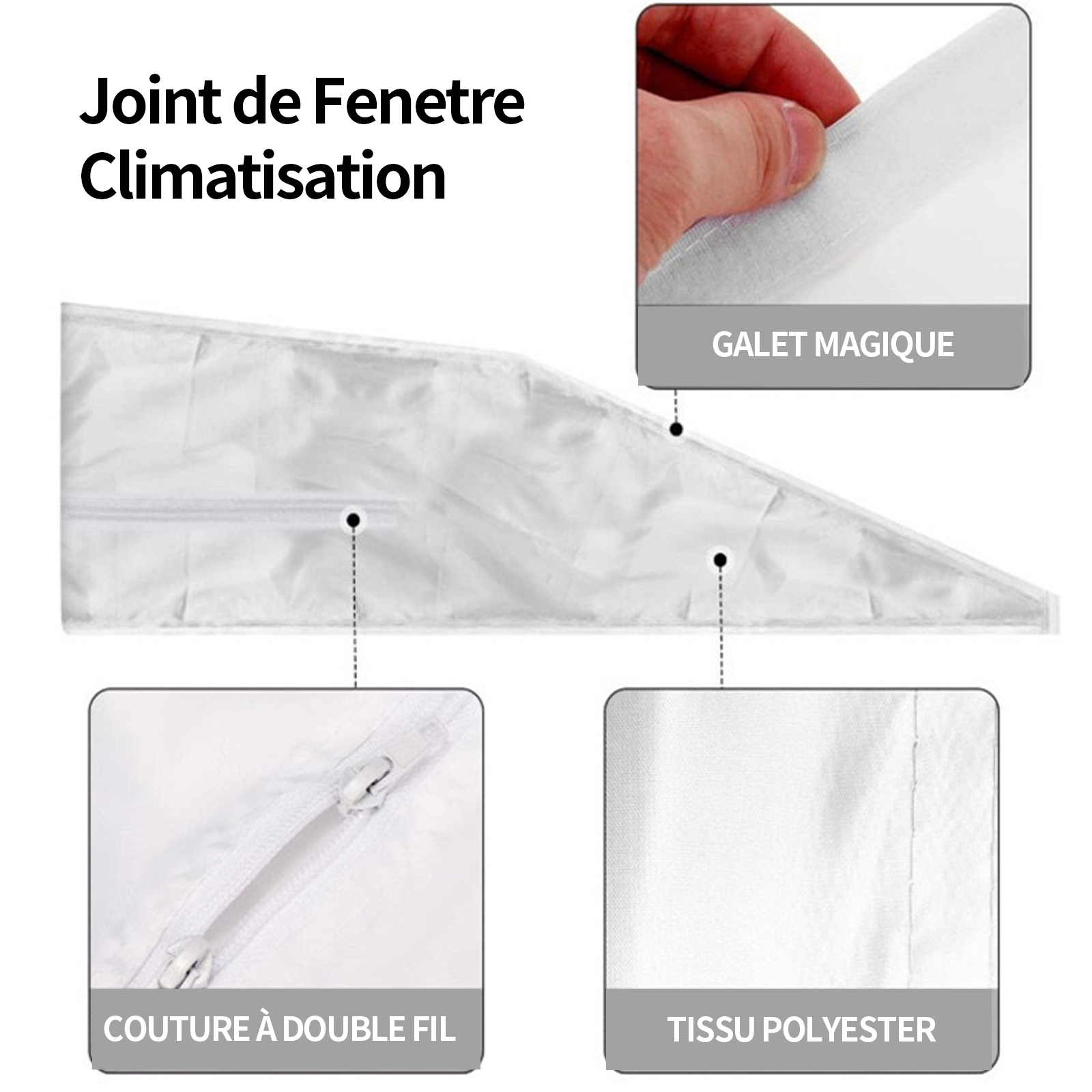 Joint de fenetre climatisation 5 mètres matériau imperméable 210T double ouverture convient au déshumidificateur de climatiseur