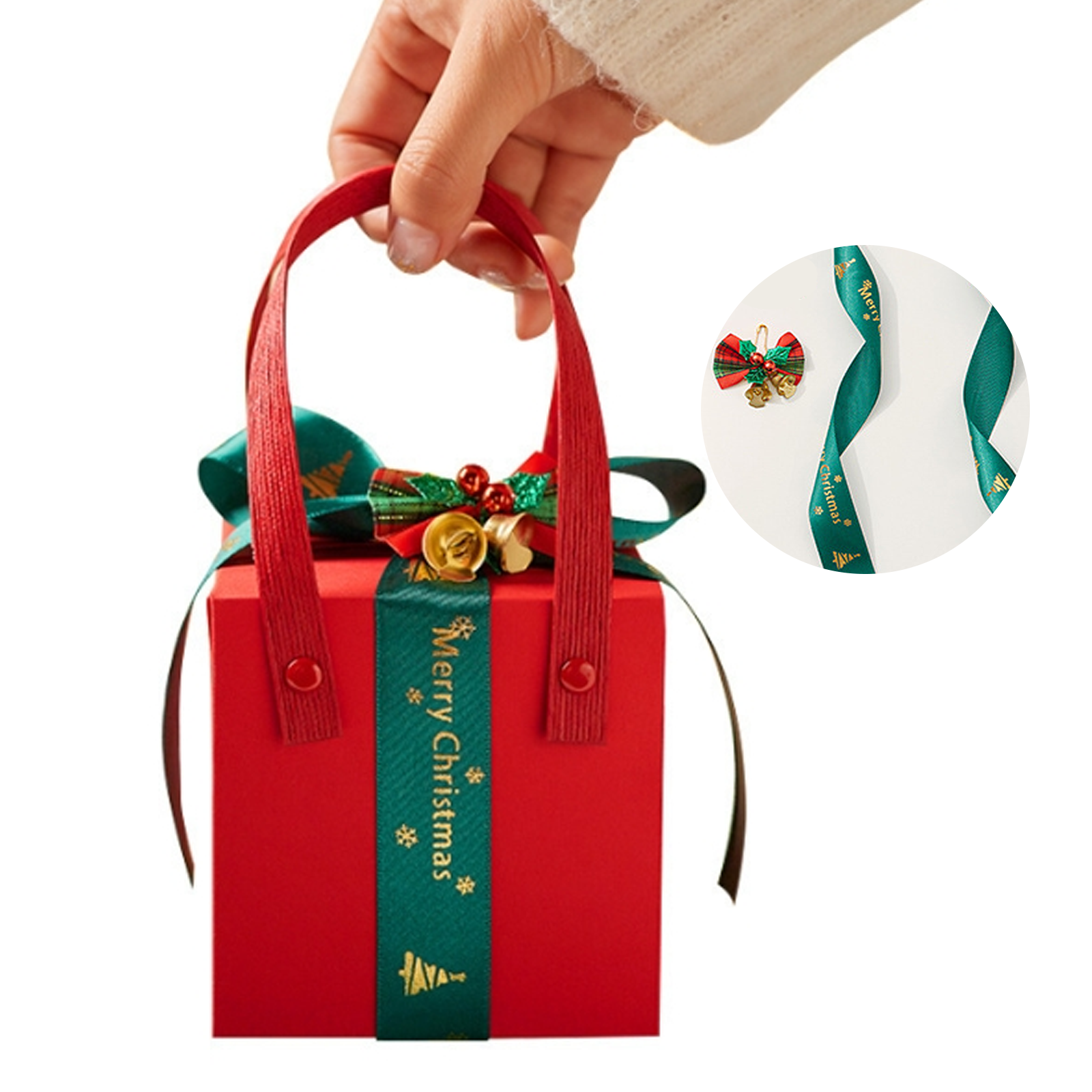 Boite à Bijoux 10x10x10cm Boîte de pommes  Noël Boîte décorative de pomme réveillon de emballage vide boîte cadeau d'accompagnement