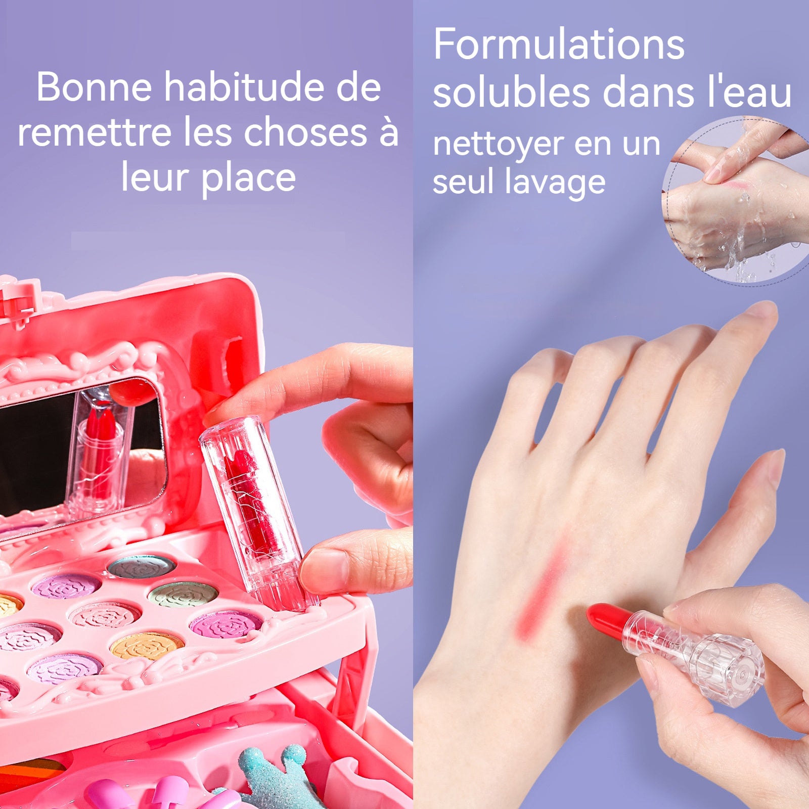 Maquillage enfant fille 19,5x11,5x15,5cm trousse de maquillage princesse colorée coffret maquillage enfant cadeaux pour enfants