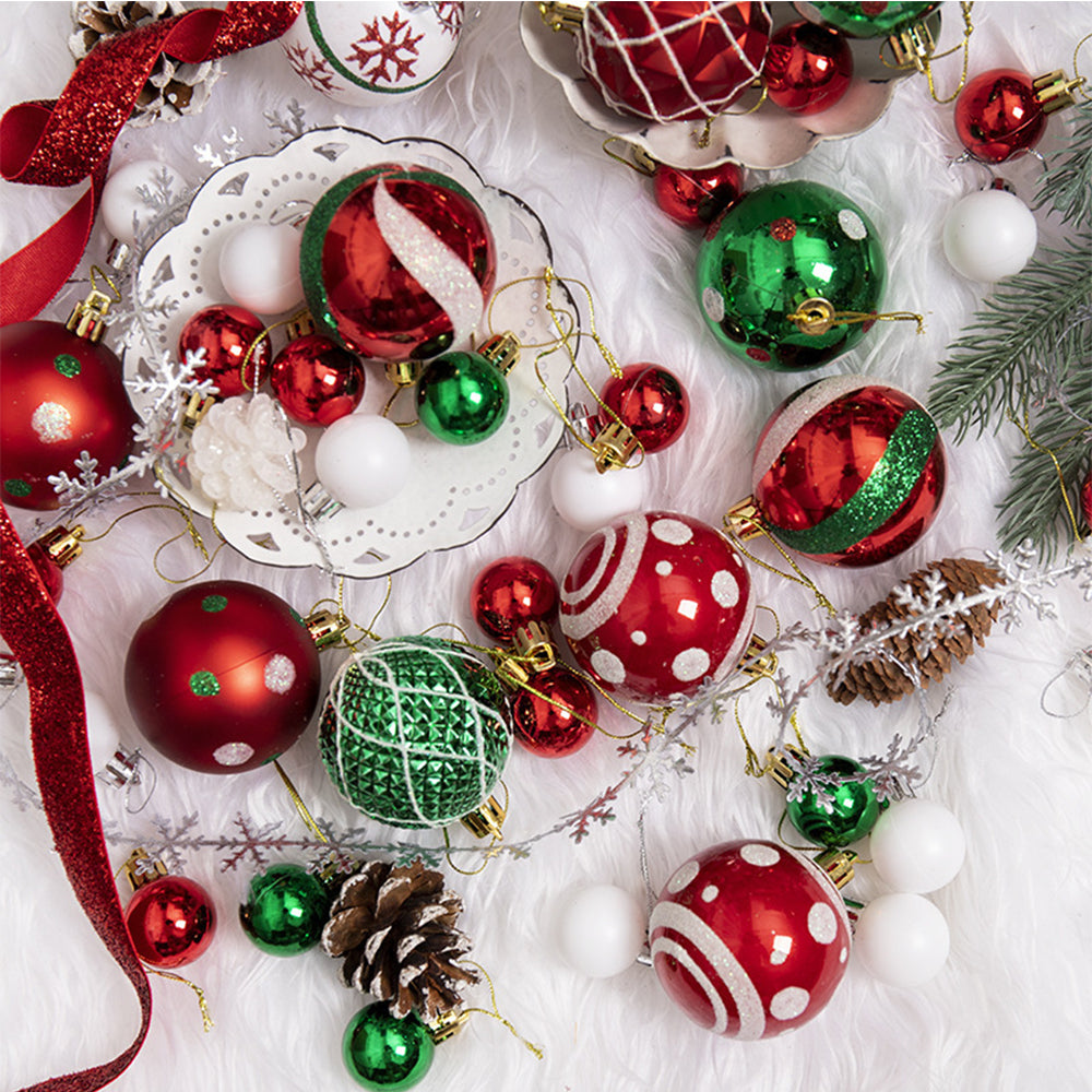 42 pendentifs d'arbre de noël, accessoires, boîte-cadeau, boules de noël, pendentifs de décoration pour centre commercial de noël