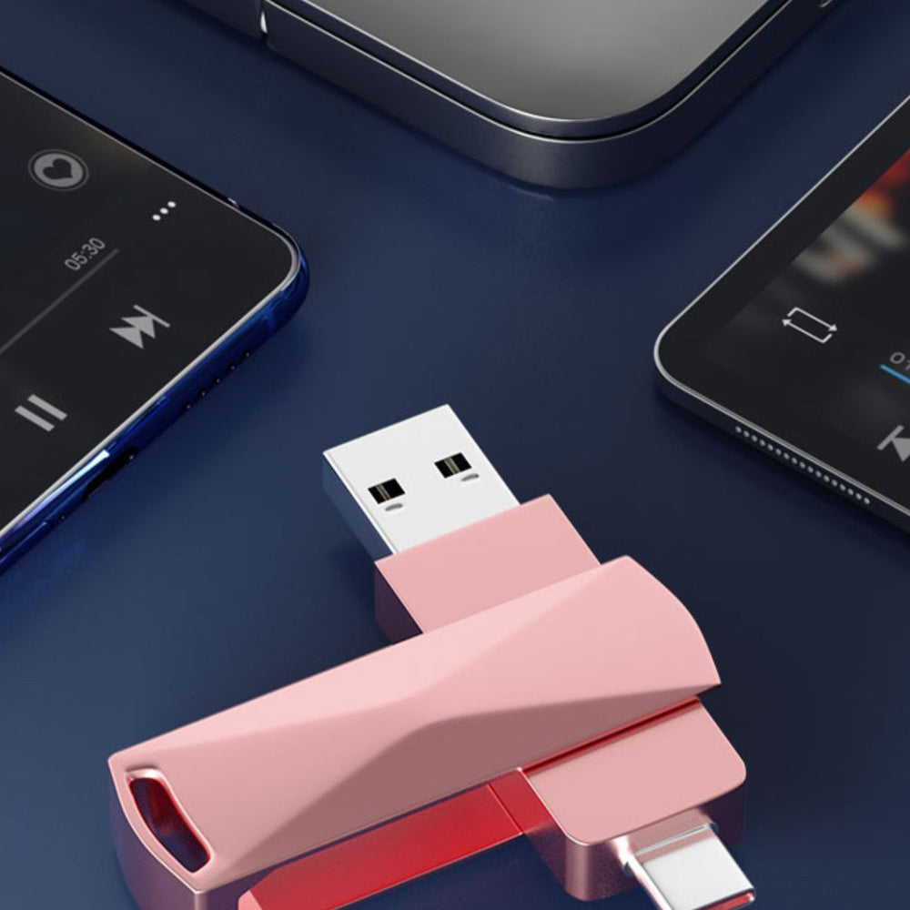 Clé USB haute capacité de 256 Go Hi-Speed 3.0 USB Corps en métal rose élégant et durable pour smartphones, tablettes et PC