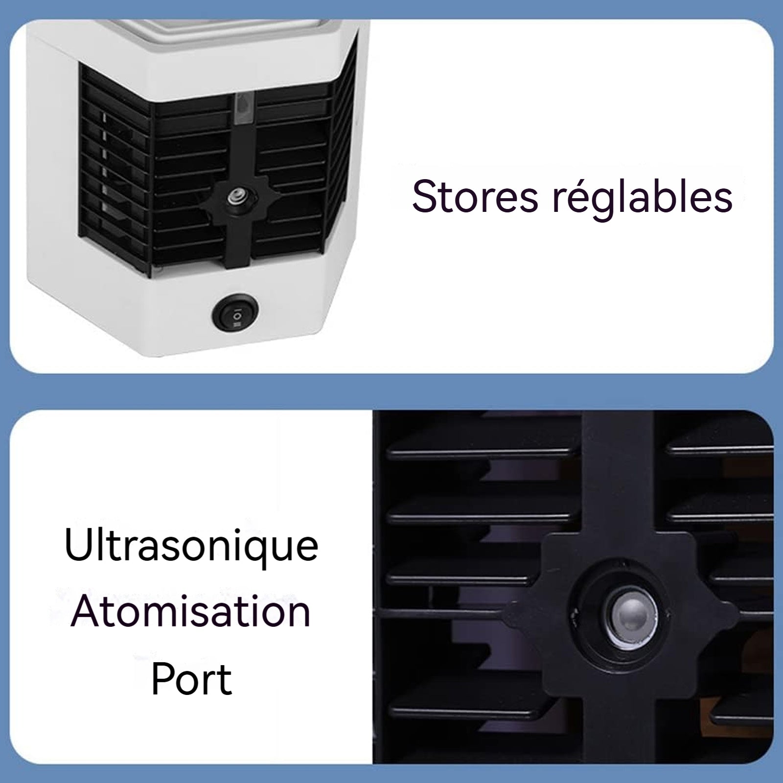 Ventilateur 17 cm Deux modes Humidification par brumisation Double bac à glaçons pour le refroidissement Ventilateur brumisateur