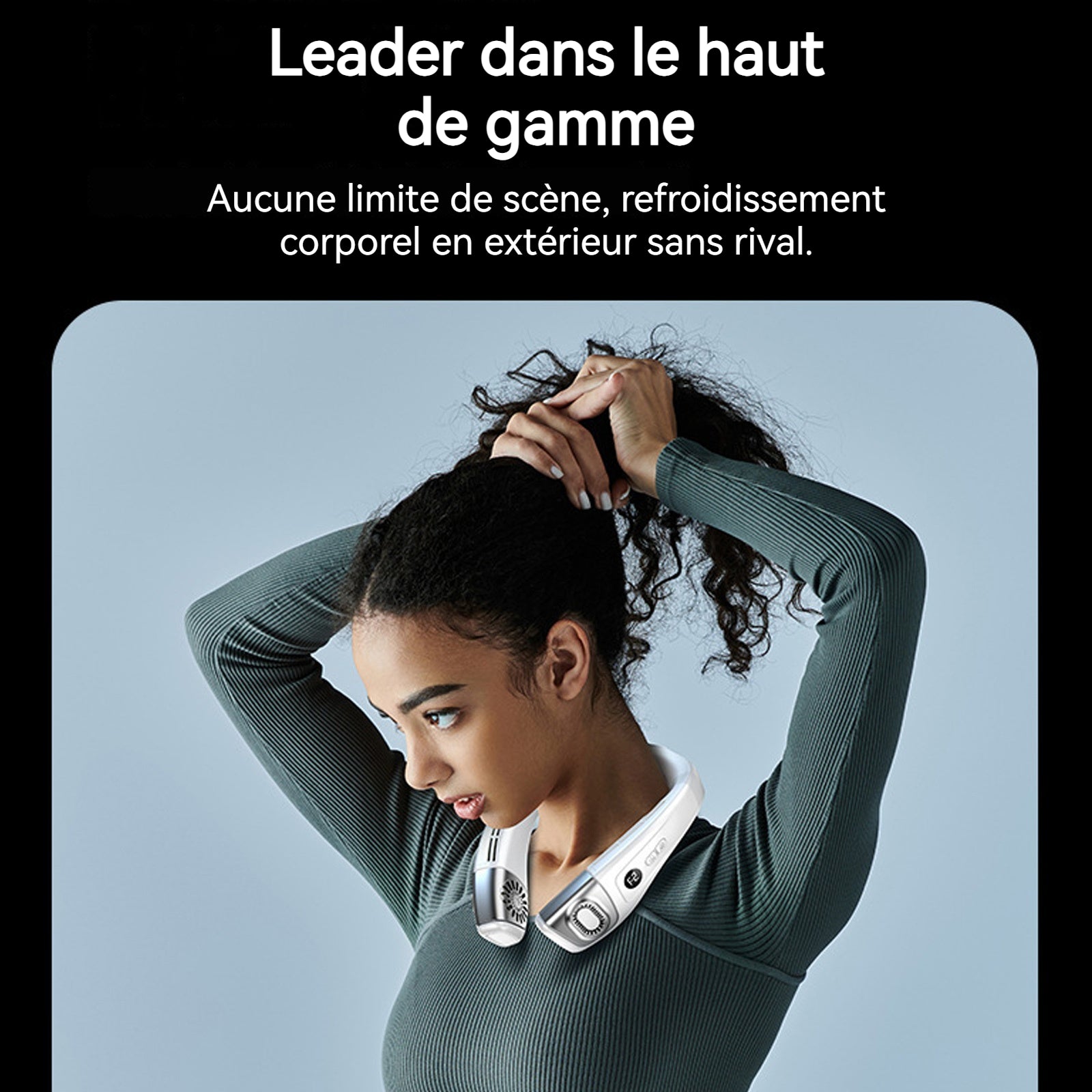 Ventilateur de cou 22,8x18,8x9,8cm 10w 5200mah 3 niveaux réglables avec affichage numérique éventail de cou ventilateur portable