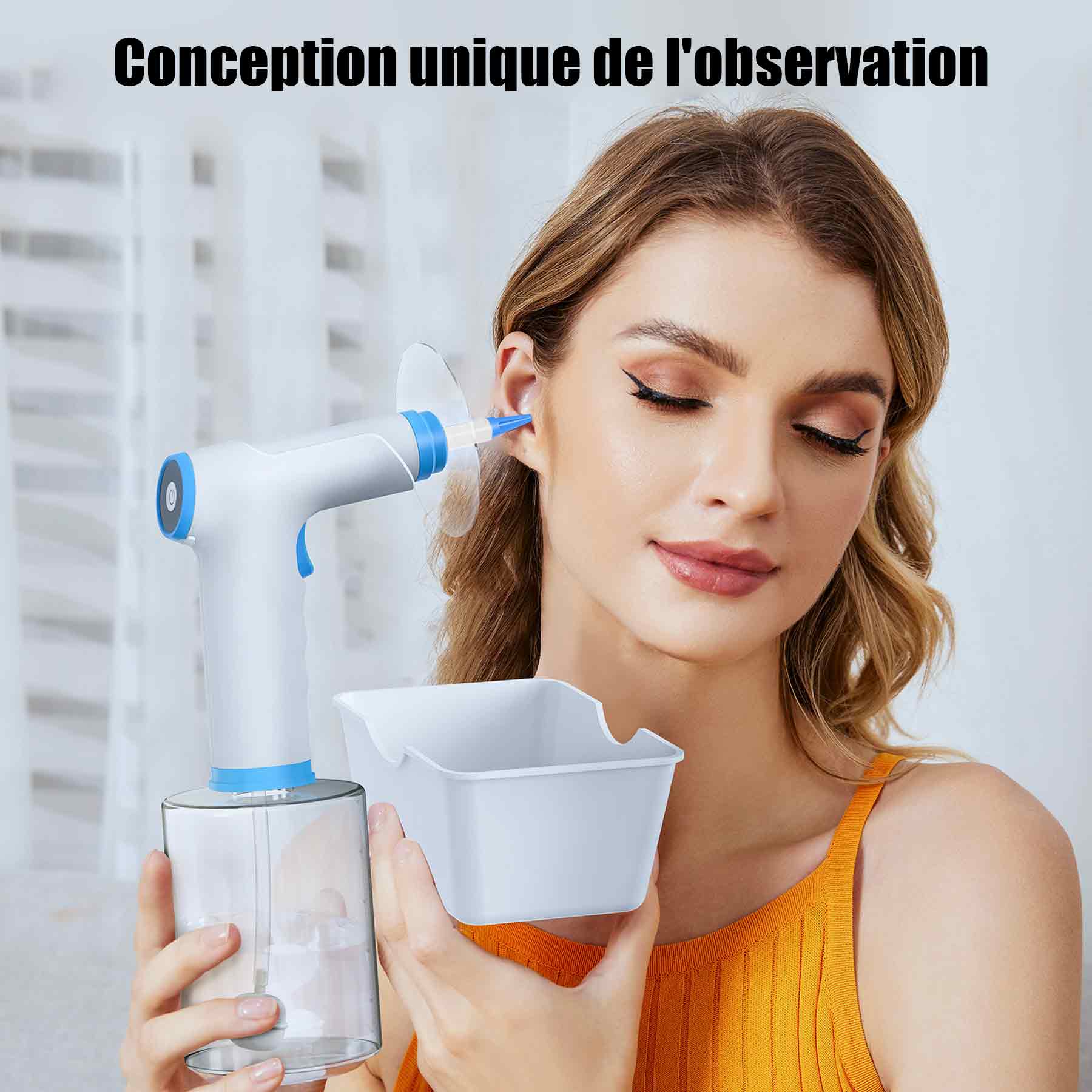 Aspirateur oreille avec 4 modes de mettoyage et 10 bouchons d'oreilles nettoyants  nettoyeur d'oreilles électrique rechargeable