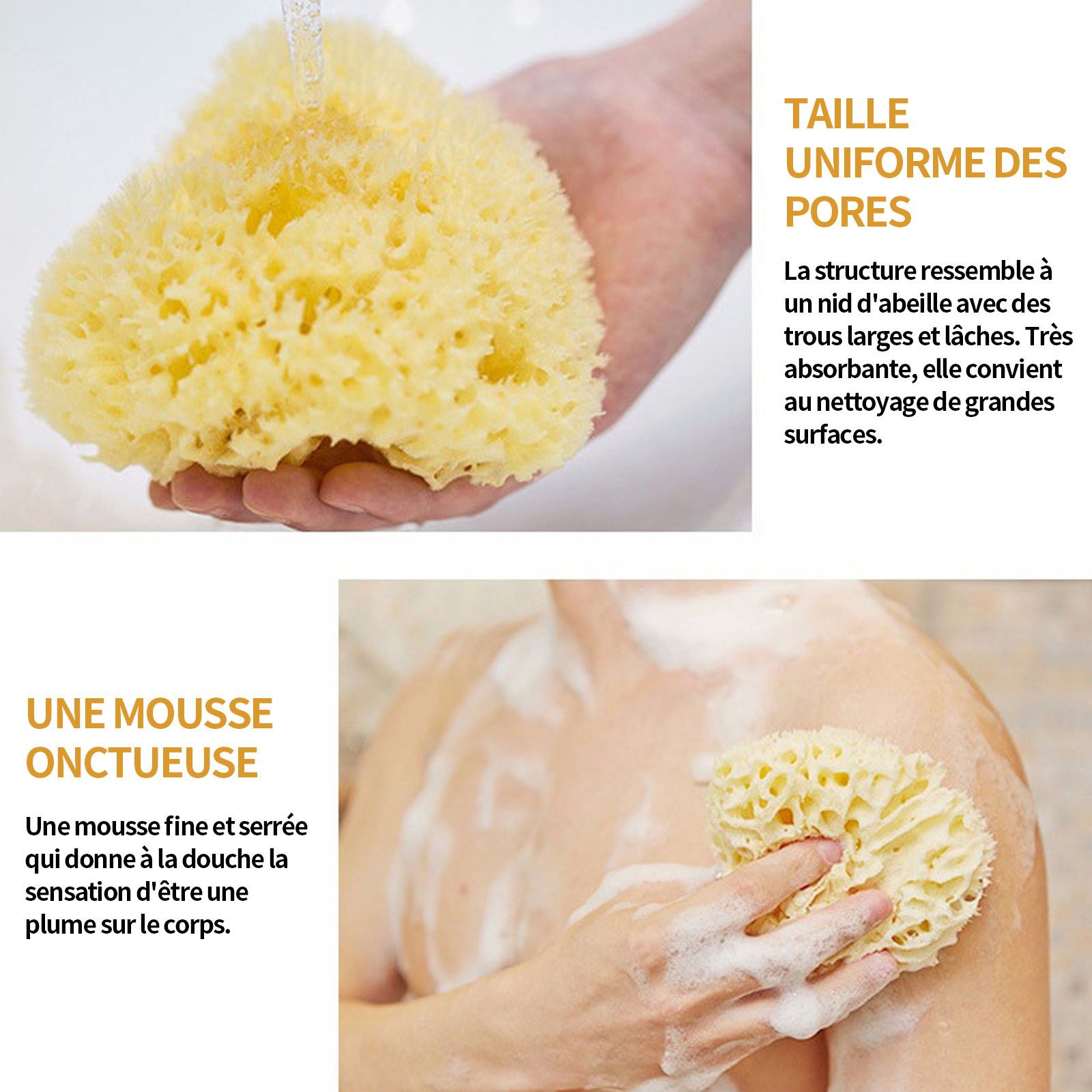 Éponge de bain 10cm éponge de mer naturelle bio grande  éponge de douche nid d'abeille haute qualité durable exfoliante de bain