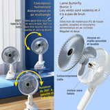 Ventilateur 18 x 29 cm 3 vitesses de ventilation multifonction 4 en 1 rotatif moteur sans balai grille dense ventilateur portable
