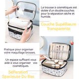 trousse de toilette 80g double couche transparent et visible imperméable avec poignée de transport grande capacité sac à cosmétiques