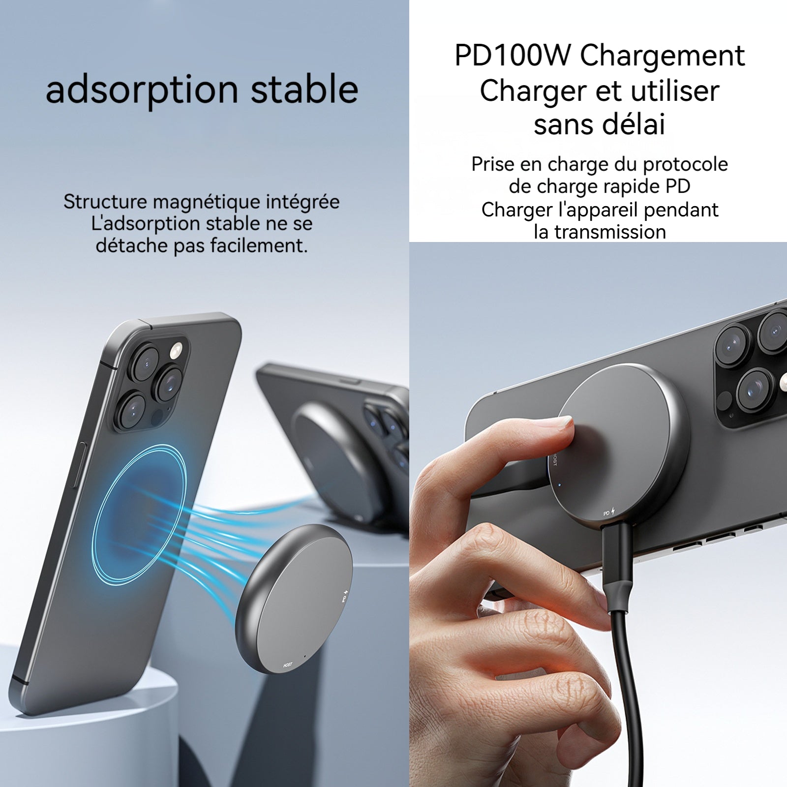 Boîtier ssd nvme m2 10gbps avec fonction chargeur magnétique 100w adaptateur de boîtier portable boîtier de disque pour 2203