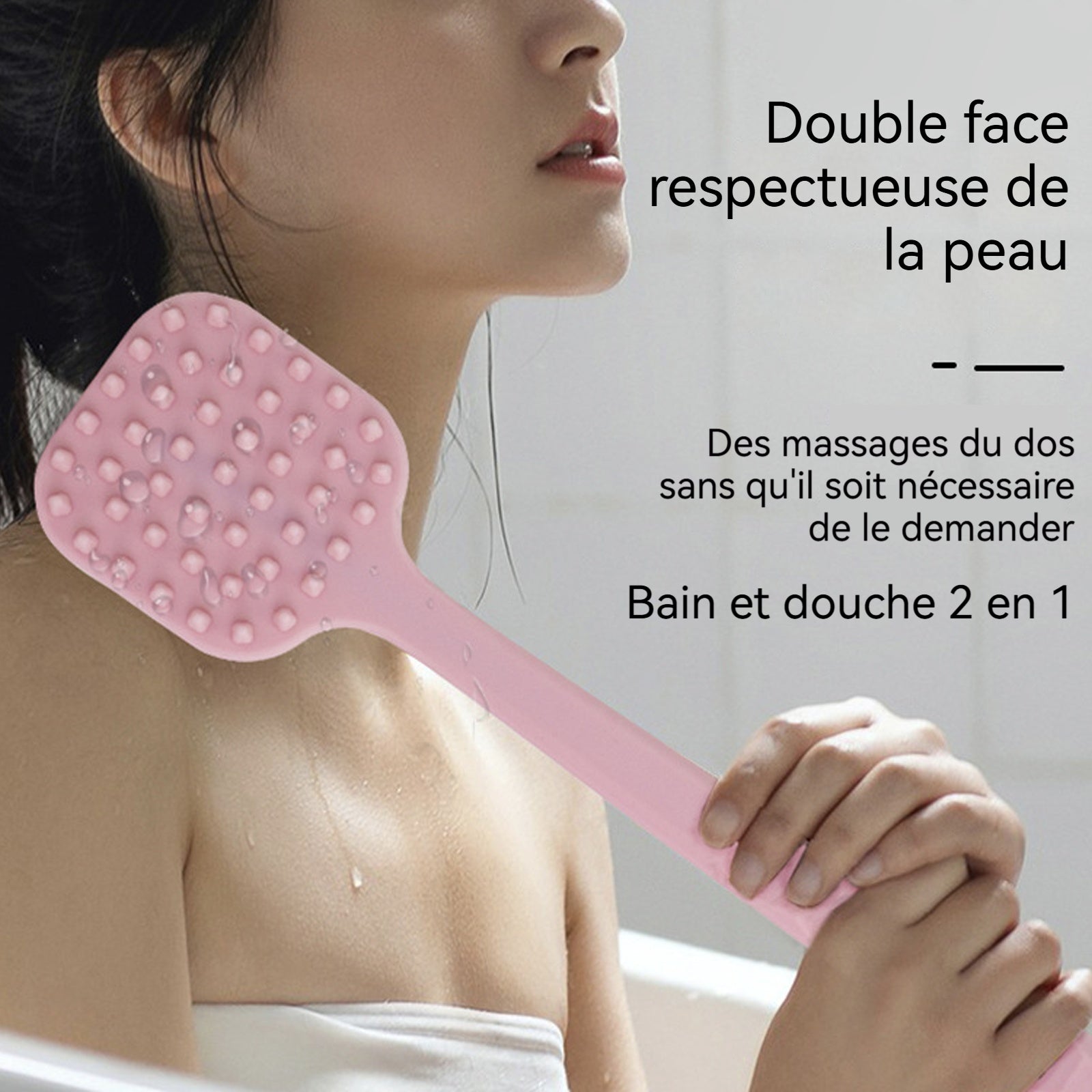 Brosse Dos Douche 82x360x40mm Nettoyage en profondeur Les deux côtés disponibles et Matériaus sûr Confortable Brosse de Bain