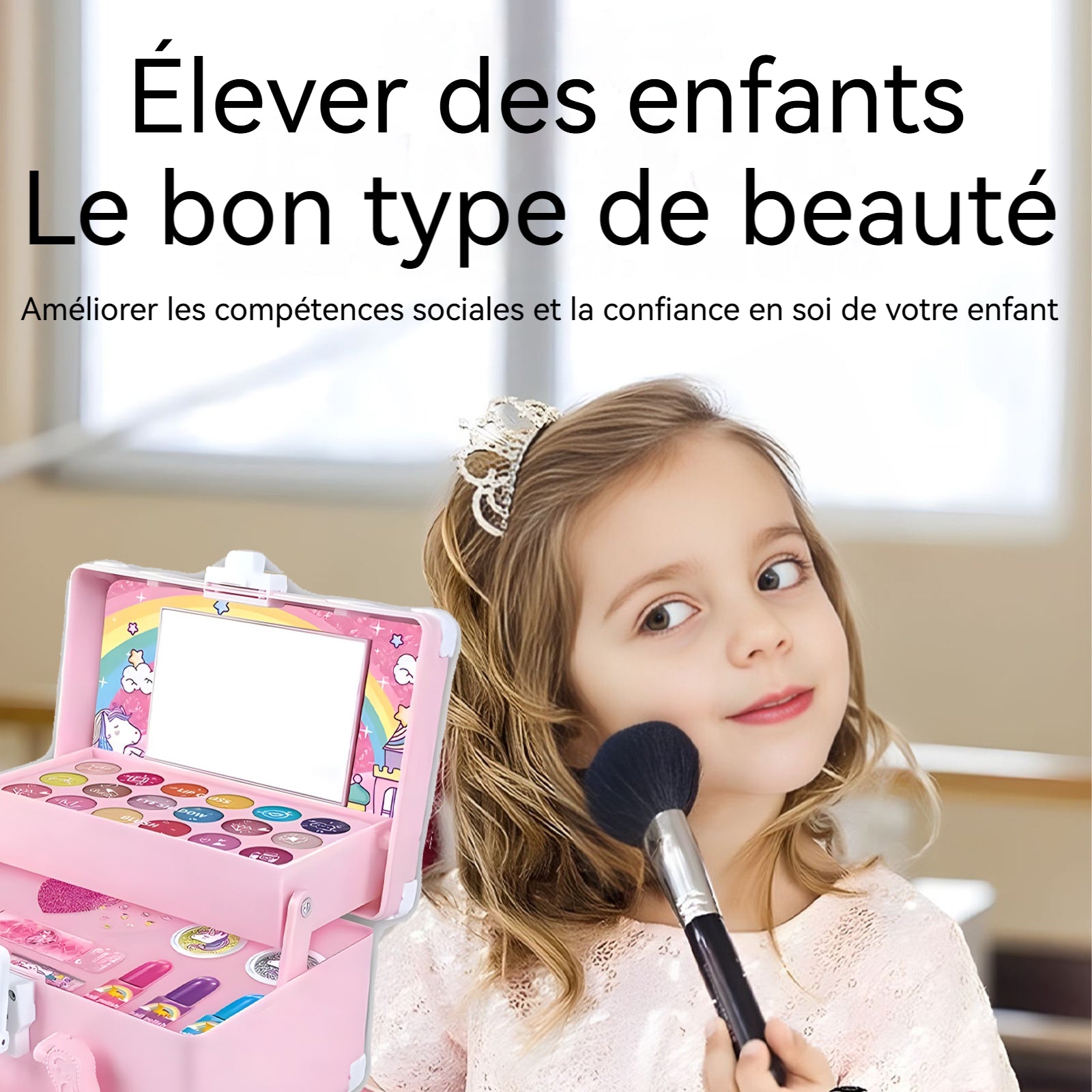 Maquillage enfant fille 15pcs simulation de princesse cosmétique coffret maquillage enfant valise portable cadeau pour enfants