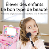 Maquillage enfant fille 15pcs simulation de princesse cosmétique coffret maquillage enfant valise portable cadeau pour enfants