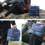 Trousse de toilette 600D toile oxford 13x21x25cm suspendu cyan trousse de maquillage étanche sac de voyage organisateur pratique