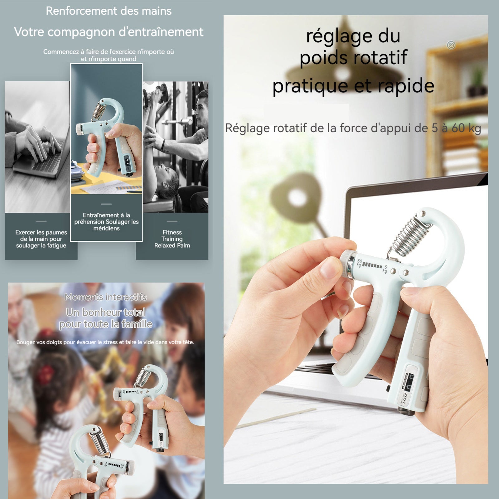 Hand grip musculation 5-60 kg réglable comptage intelligent grip musculatio pour athlètes et exercices récupération de la main