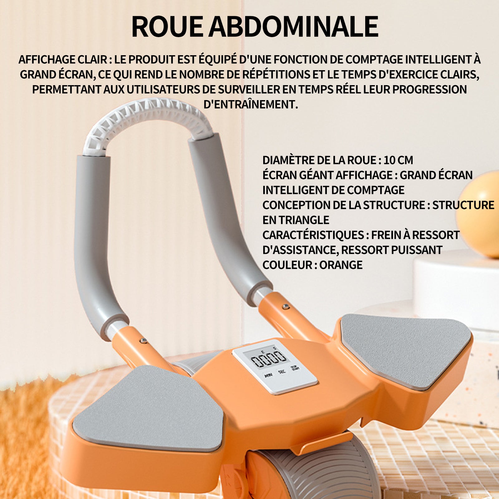 Roue abdominale pour entraînement de la force abdominale et abdominale débutants et entraînement avancé de la force abdominale