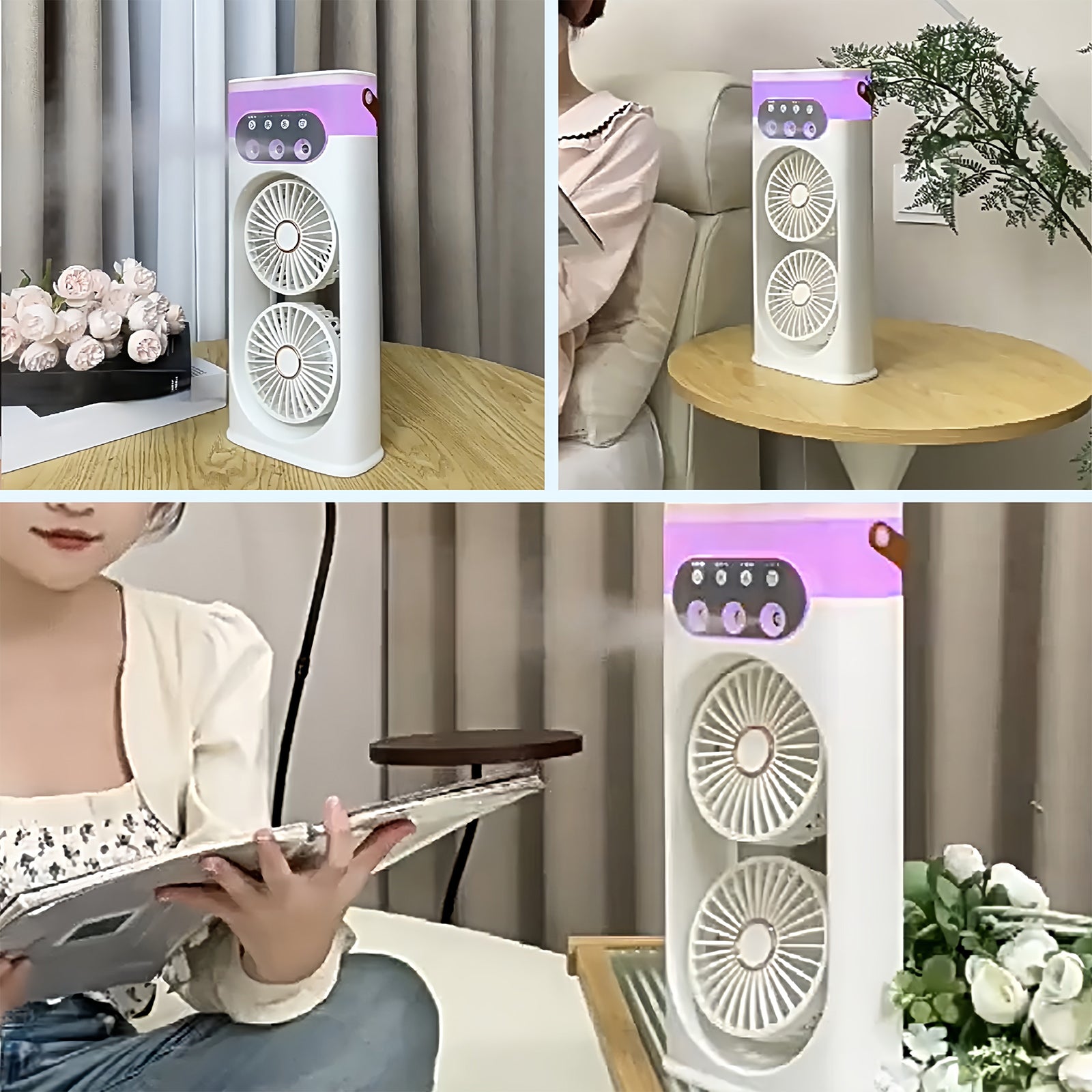 Ventilateur 35cm 400ml Humidification et refroidissement Trois vitesses de ventilation Alimentation d'air grand angle à 180 degrés