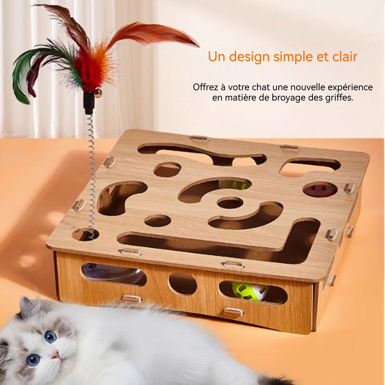 Jouets pour chats pour chat en forme de boîte labyrinthe pour creuser des trous boule de piste teaser de chat jouets éducatifs