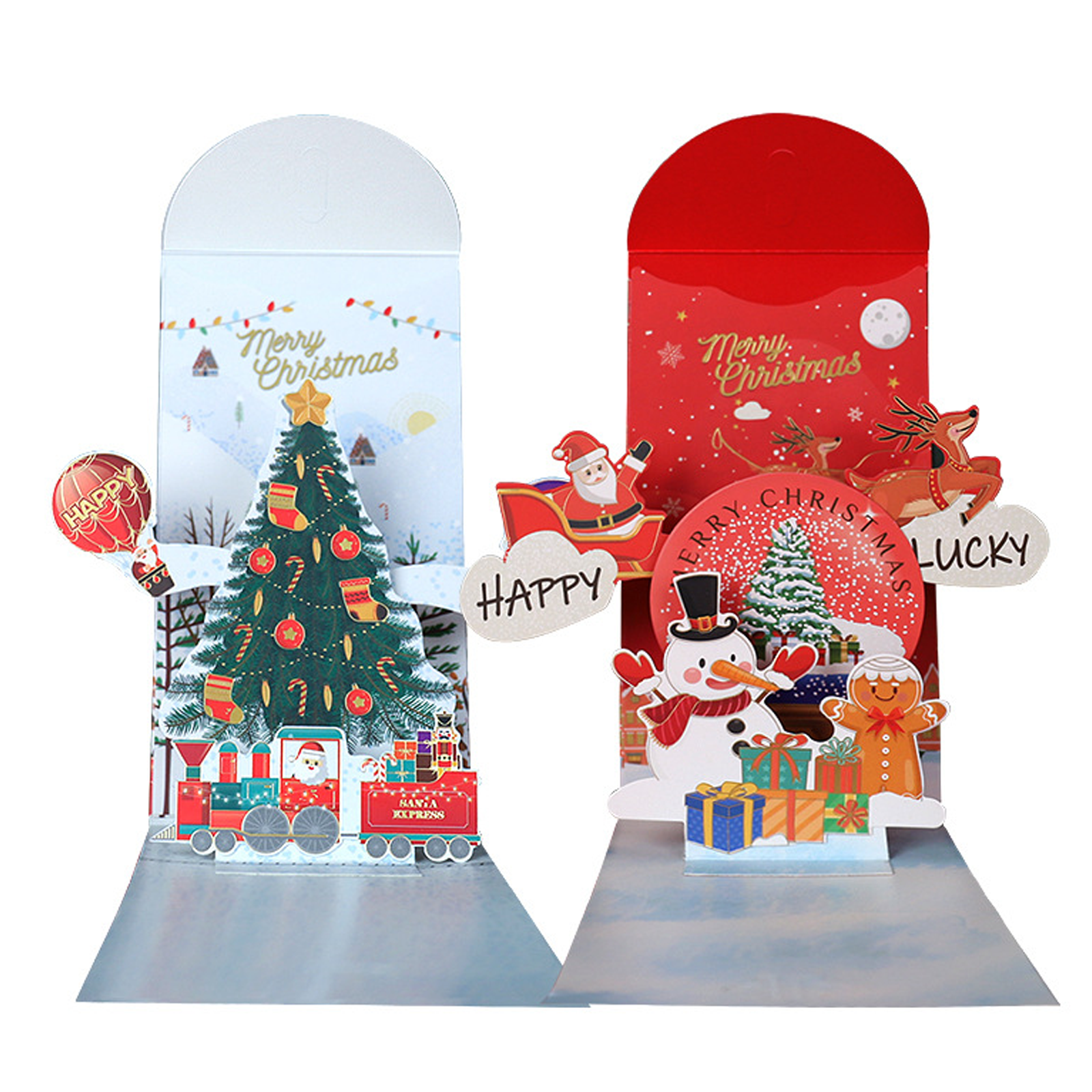 Emballage de noël 2 styles 10 exemplaires au total emballage scellé en papier tridimensionnel 3D surprise de carte de voeux créative
