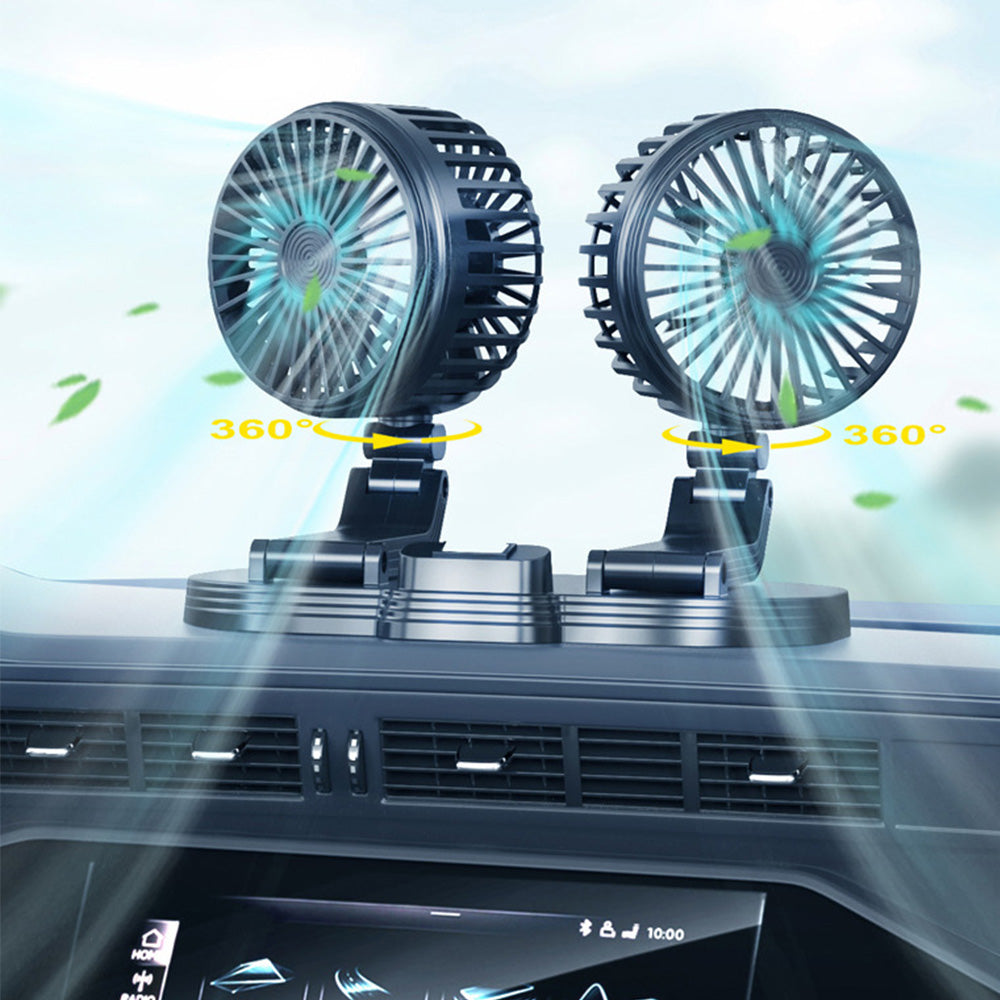 Ventilateur de voiture  Réglage à deux vitesses   Tête pivotante à 360 Rotation et pliage   Ventilateur électrique pour voiture