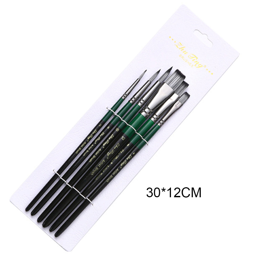 Art Wooden Oil Paintbrush Set Student Art Painting Watercolour Brushes 6pcs Nylon Hair Watercolour Brushes Set
