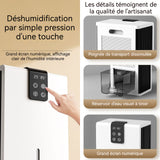 Déshumidificateur 90W 2,8L multifonction 3 en 1 déshumidificateur d air electrique 3 modes de déshumidification LED 7 couleurs