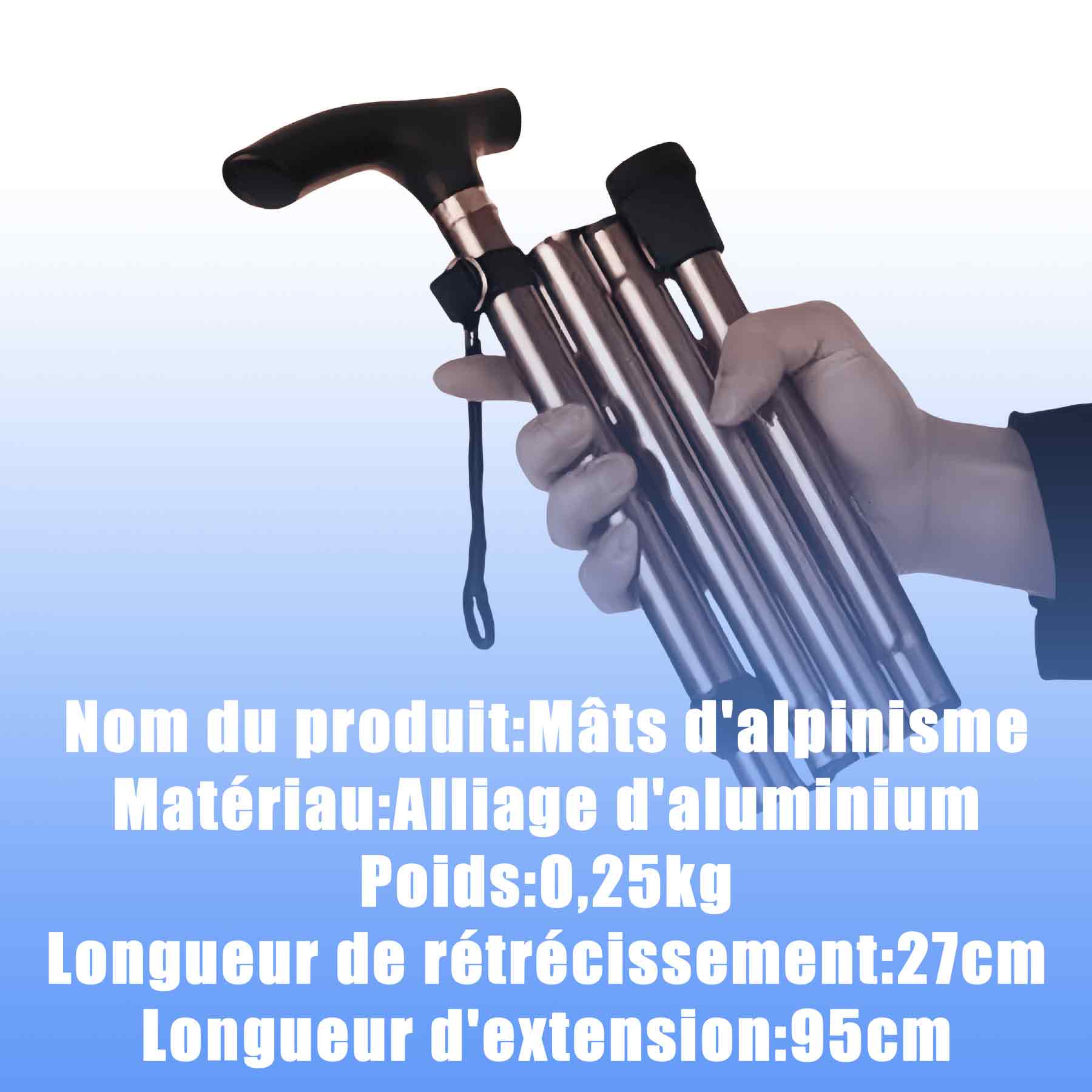 Batons de randonnée 27-95cm bâton de trekking pliable télescopique fibre bâtons de trekking rétractables canne de marche pliable