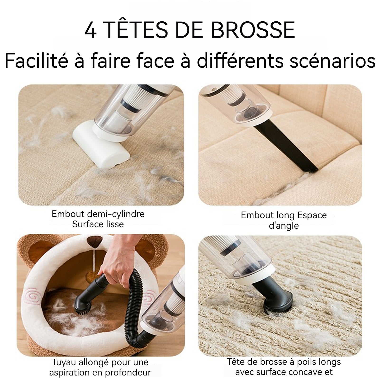 Aspirateur poil de chien 12000Pa 0.35L 120w chargement USB matériau ABS récipient aspirateur poil de chien chat professionnelle