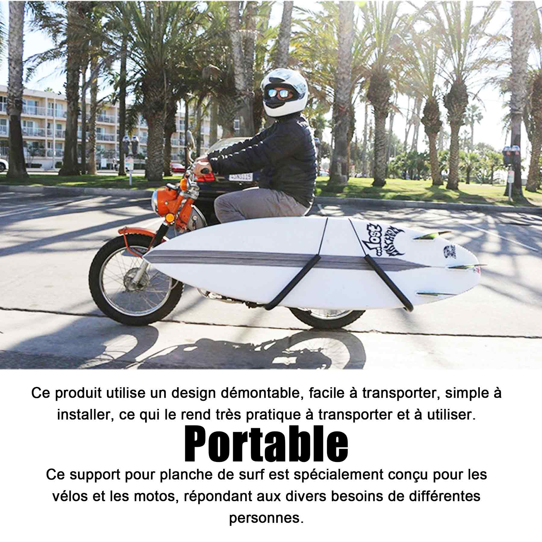 Support de planche de surf porte-panneaux à vélo réglable support de vélo léger support de planche de surf pour sports extérieurs