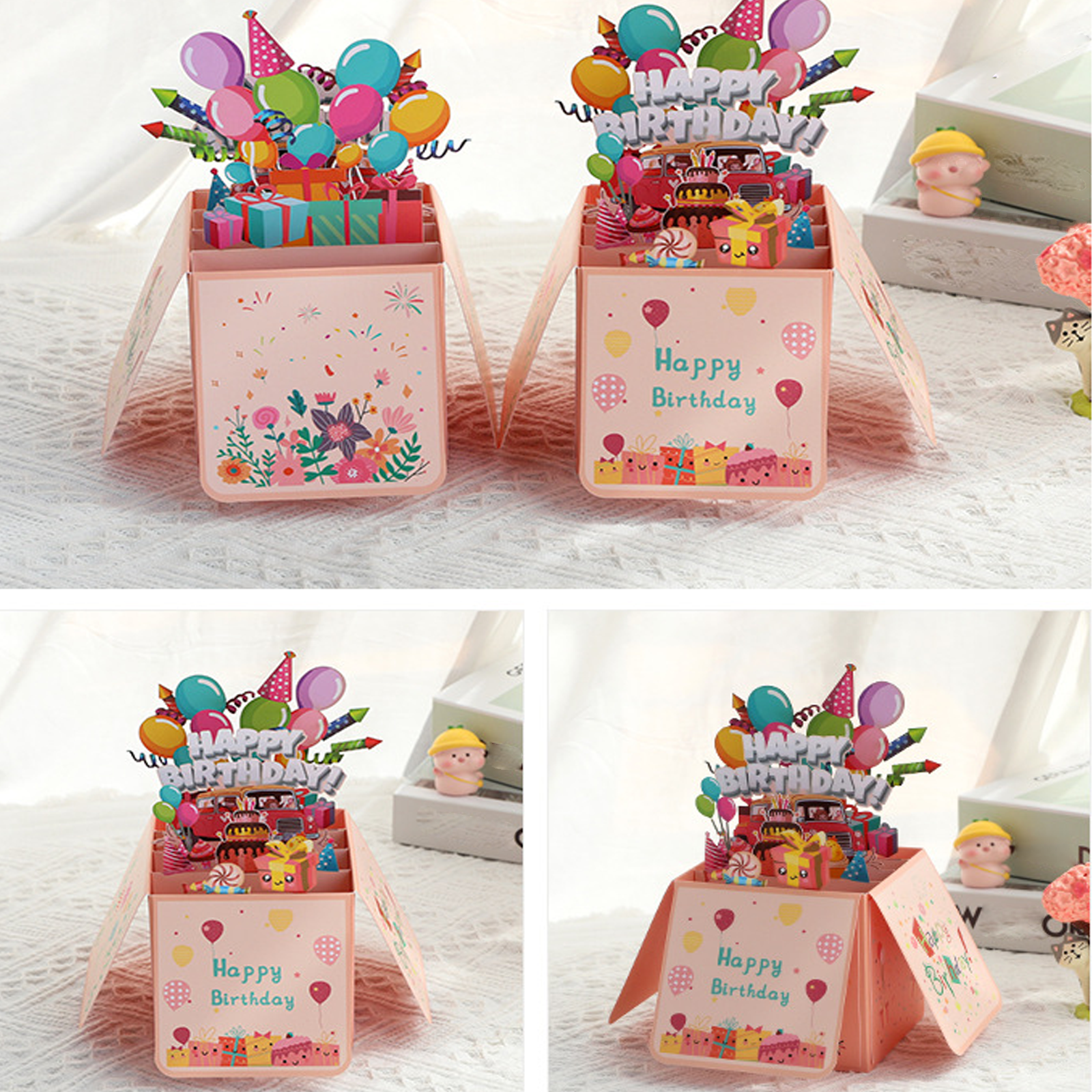 arte de voeux 18x8,6cm cadeau d'anniversaire gâteau d'anniversaire sculpture en papier tridimensionnelle bénédiction carte postale