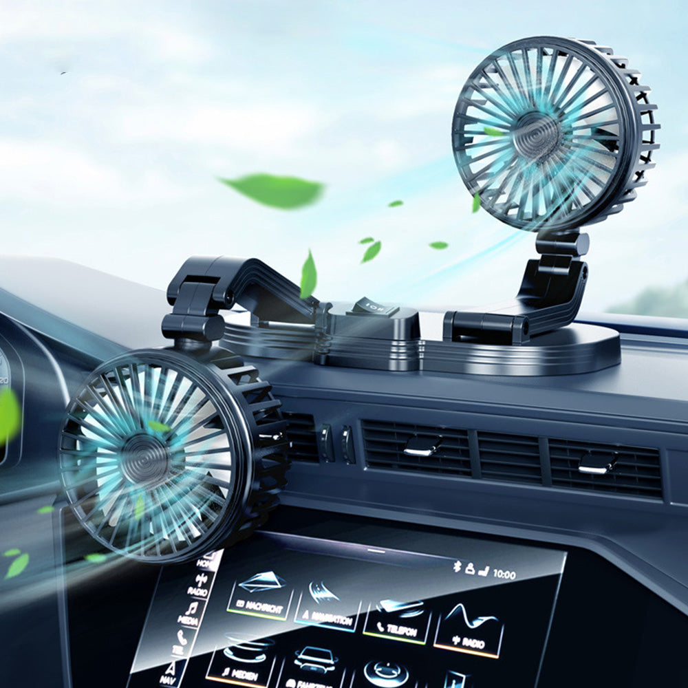 Ventilateur de voiture  Réglage à deux vitesses   Tête pivotante à 360 Rotation et pliage   Ventilateur électrique pour voiture