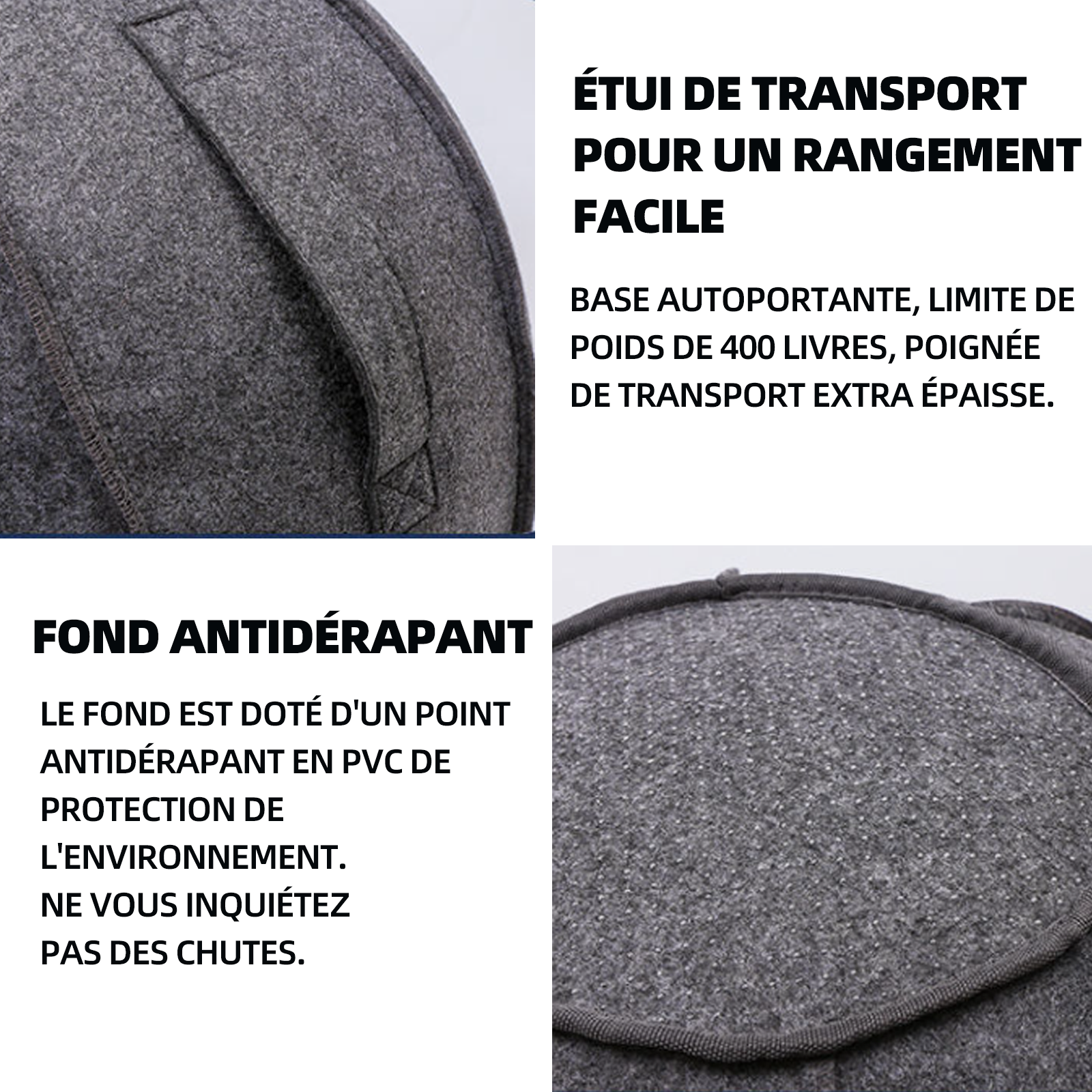 Ballon de yoga chaise de balle de yoga avec housse balle de yoga diamètre 65 cm fitness perte de poids anti-déflagrant noir gris