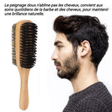 Brosse à barbe en poils de sanglier double face brosse à barbe et moustache brosse à cheveux brosse barbe pour cheveux et barbe