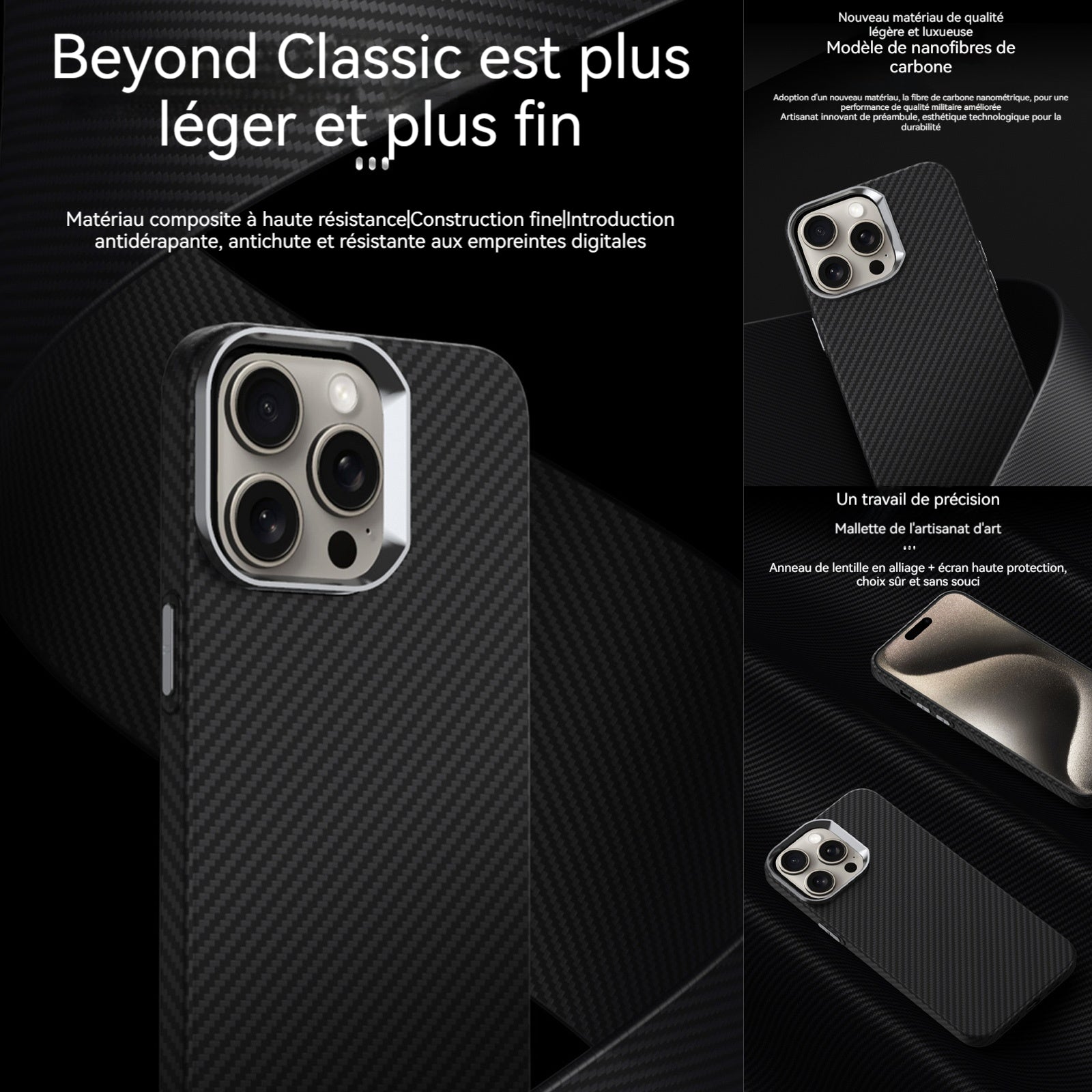 oque telephone 16pro coque élégant stylé waterproof téléphone protection pour smartphone 16pro durable avec anneau magnétique