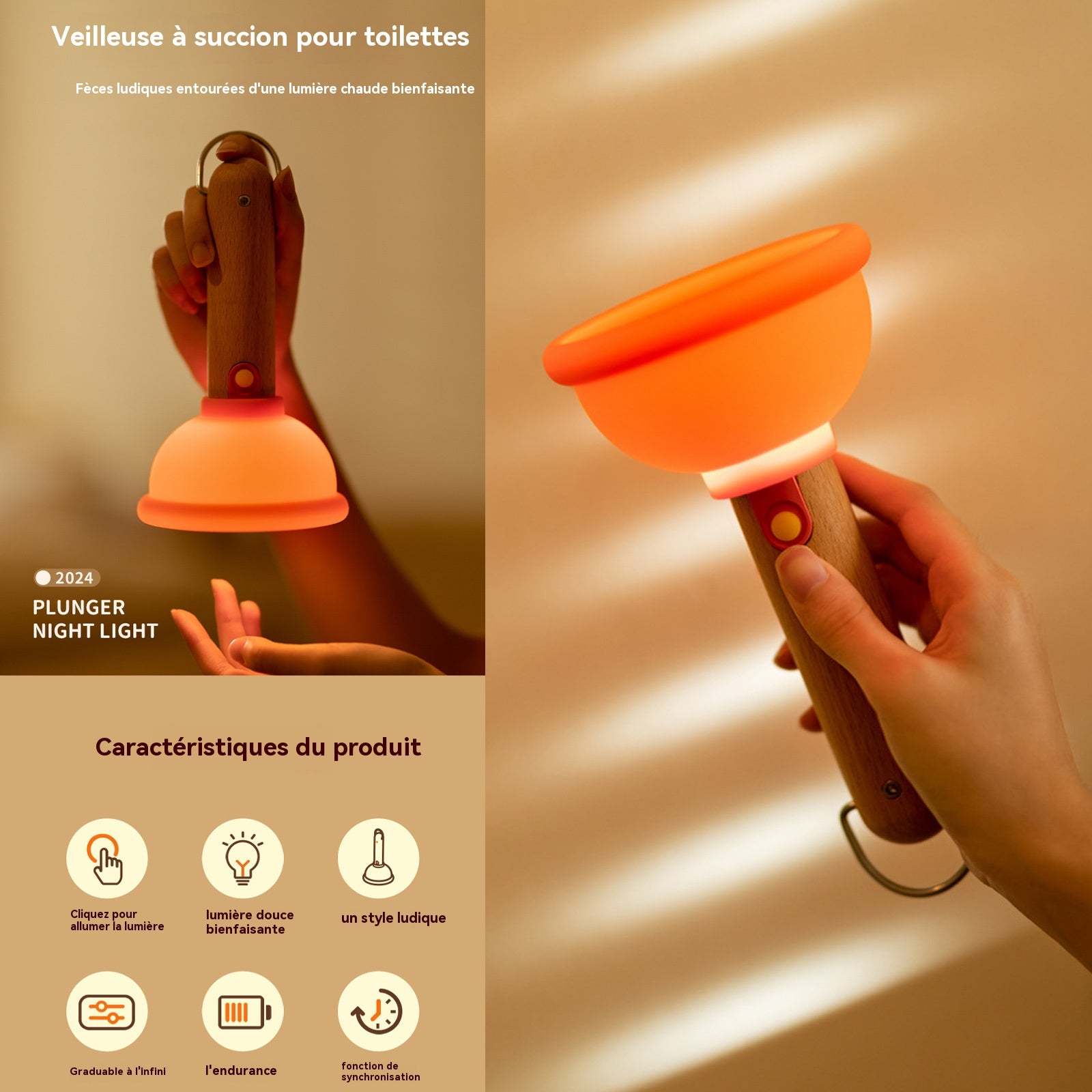 Ventouse veilleuse Silicone rechargeable Peut être accroché et adsorbé Créatif drôle Cadeau décoration maison Veilleuse Enfant