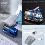 Aspirateur anti acariens 20x24x14cm 8000 fois/min Forte puissance d'aspiration Durée de vie de la batterie longue durée Corps léger