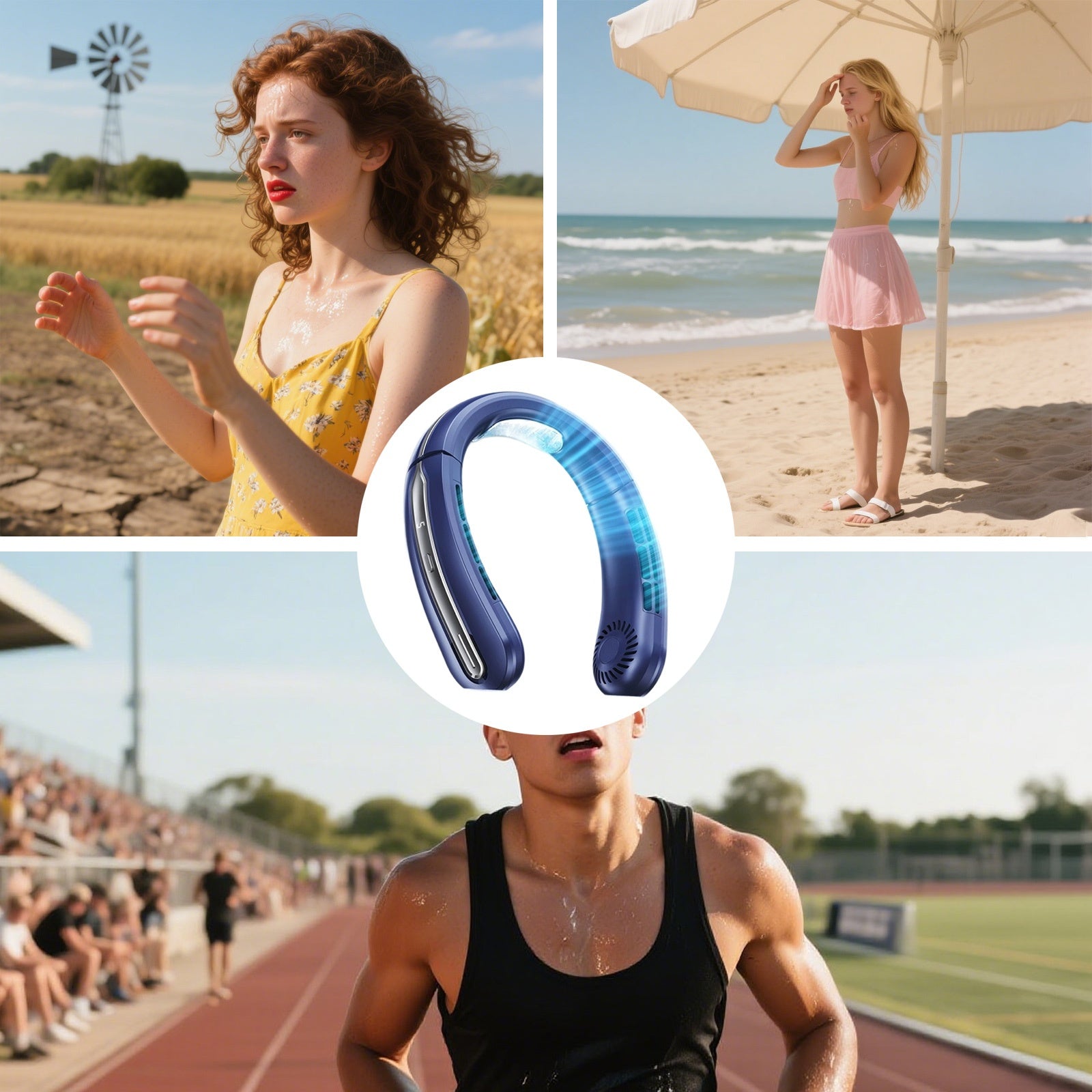 Ventilateur 1200 mah réglage à 5 vitesses avec affichage numérique LED réglable sur deux axes réduction du bruit portable à main