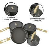 asseroles camping 4 pcs camping ustensiles complets batterie de cuisine de camping kit casseroles camping pots camping aluminium