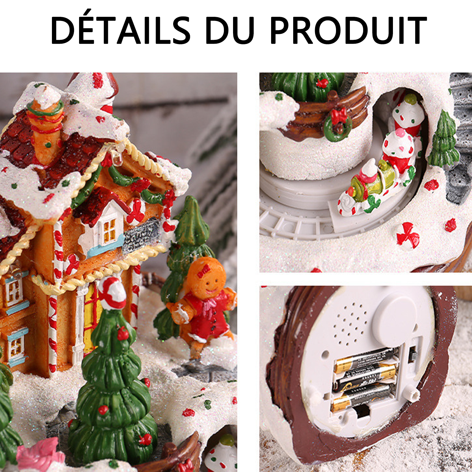 Ornements 12x12x16cm lumineux de maison de musique cabine veilleuse boîte musique cadeau de noël exquis pour enfants avec emballage