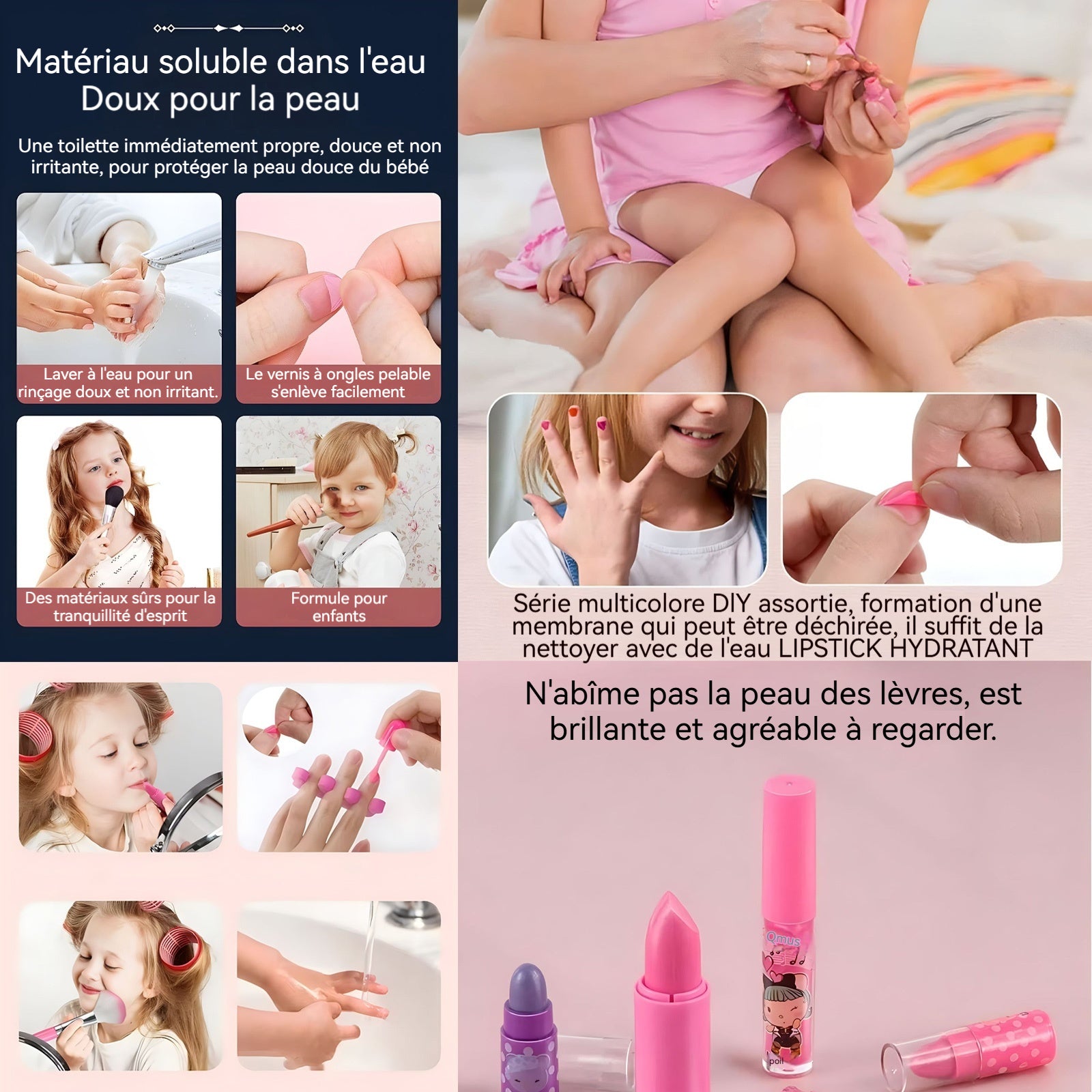 Maquillage enfant fille 15pcs simulation de princesse cosmétique coffret maquillage enfant valise portable cadeau pour enfants