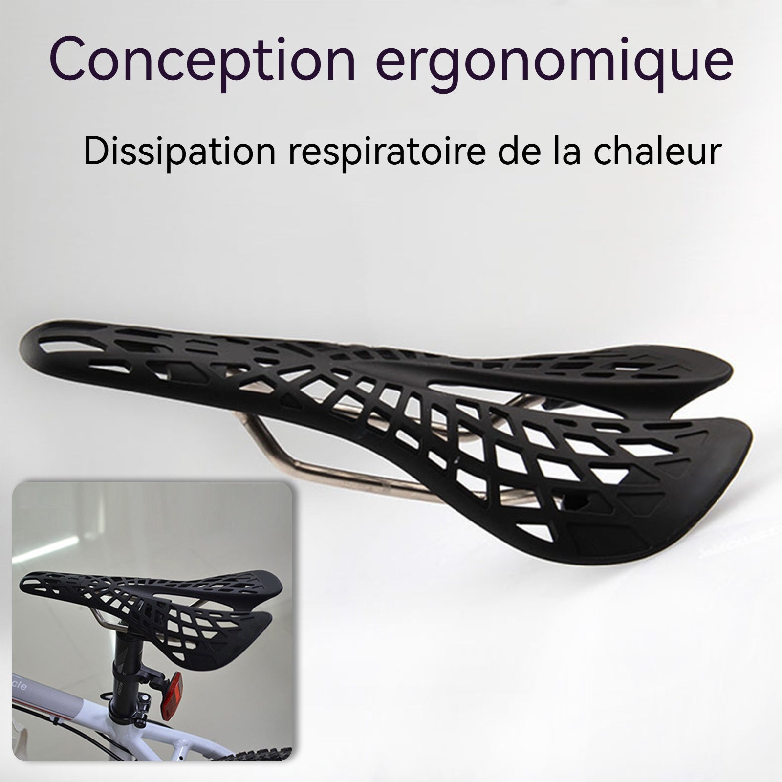 Selle de vélo 180g Dissipation de la chaleur par des orifices d'aération Ergonomie Design aérodynamique Creux 2.siège de vélo
