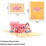 arte de voeux 20x15cm journée des enseignants sculpture en papier tridimensionnelle alphabet fleurs souhaits orange carte postale