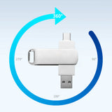 Clé USB3.0 128Go Haute Vitesse pour Interface Type-C Téléphone Mobile PC Smart TV Tablette PC Voiture Stéréo Argent Métallique