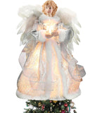 Ange d'arbre de Noël 30 cm Ange lumineux pour décoration d'arbre de Noël Décoration de Noël Cadeau de Noël Blanc