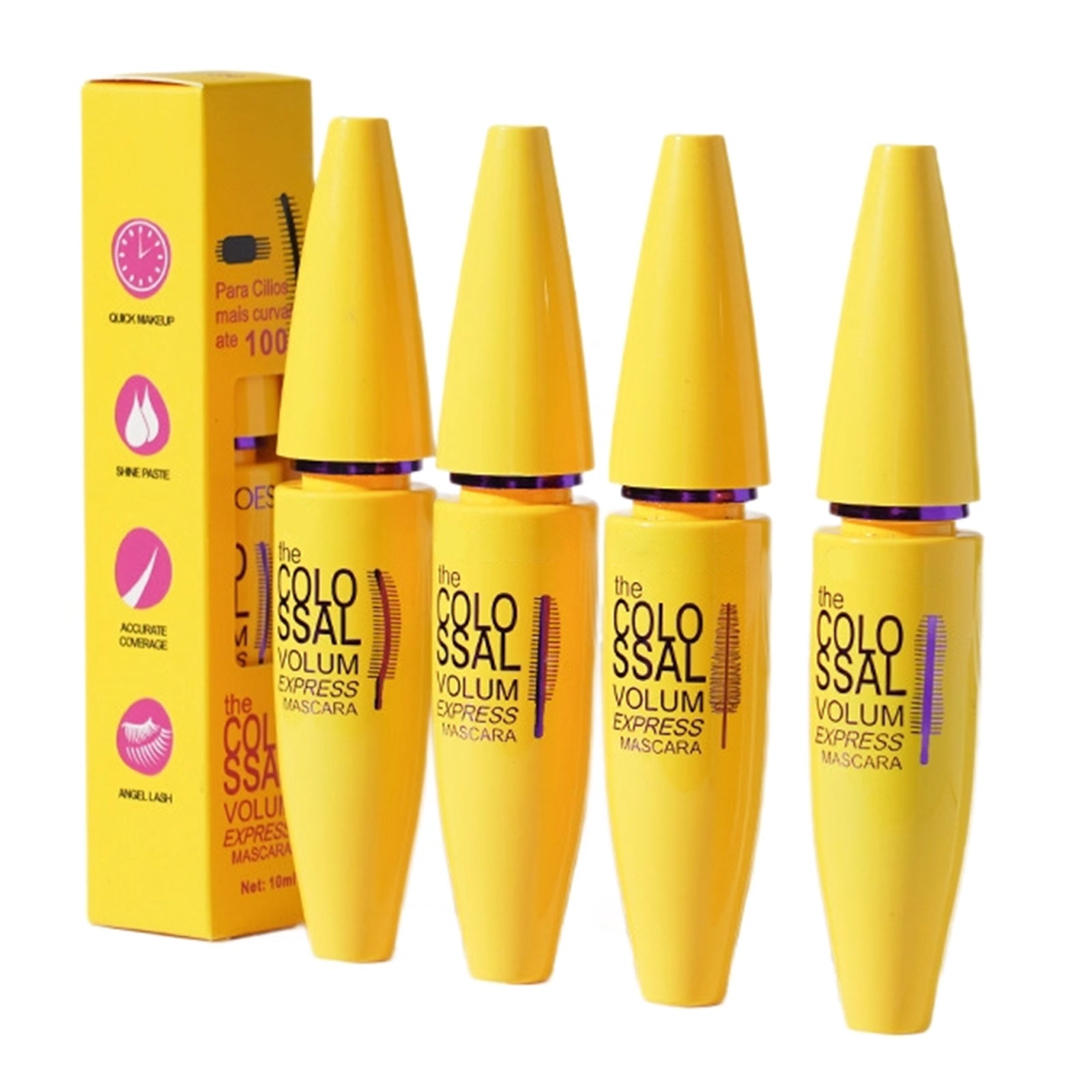 Mascara 4 pcs 4 têtes de brosse Mascara noir épais imperméable et résistant à la transpiration facile à enlever sans bavures